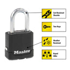 Master Lock Magnum Outdoor Padlock, Heavy Duty Keyed Lock M115XDLF, Black