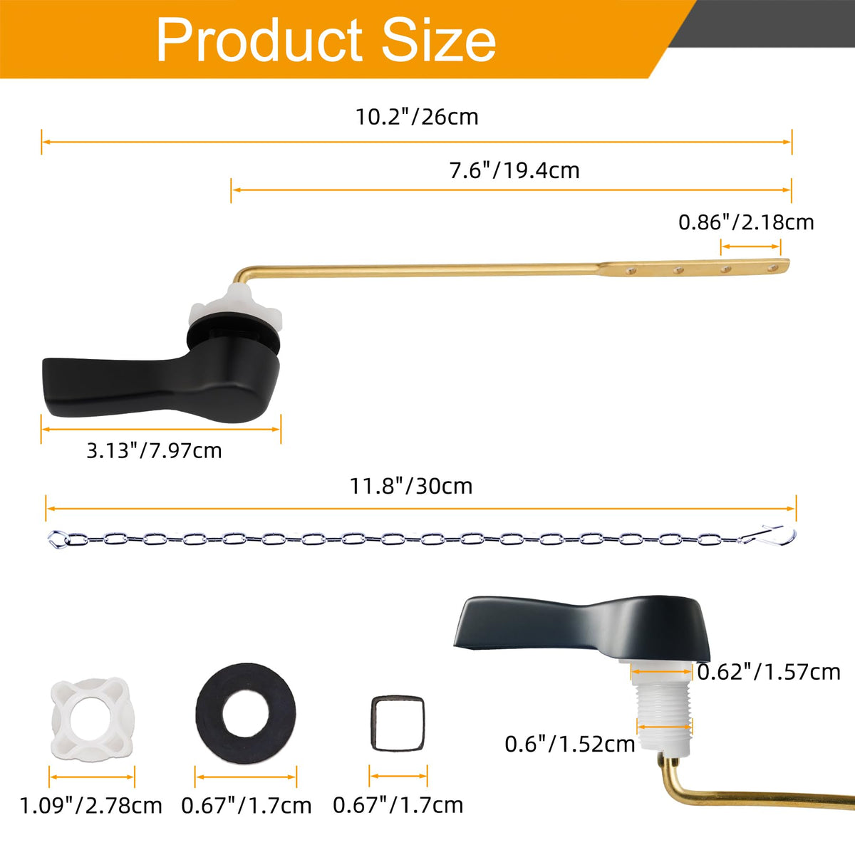 Hibbent Universal Metal Front Mount Toilet Handle Replacement Kit