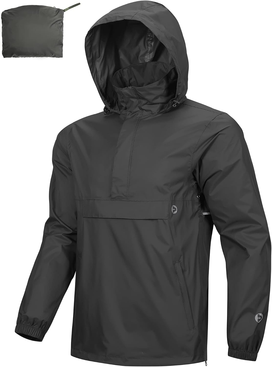 Outdoor Ventures Men's Waterproof Rain Jacket Packable Hooded Pullover
