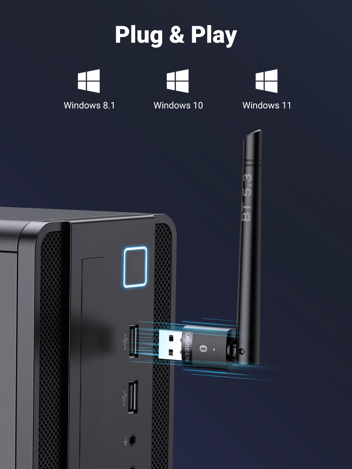 UGREEN Bluetooth 5.4 Adapter, USB Bluetooth Dongle for PC, Plug & Play