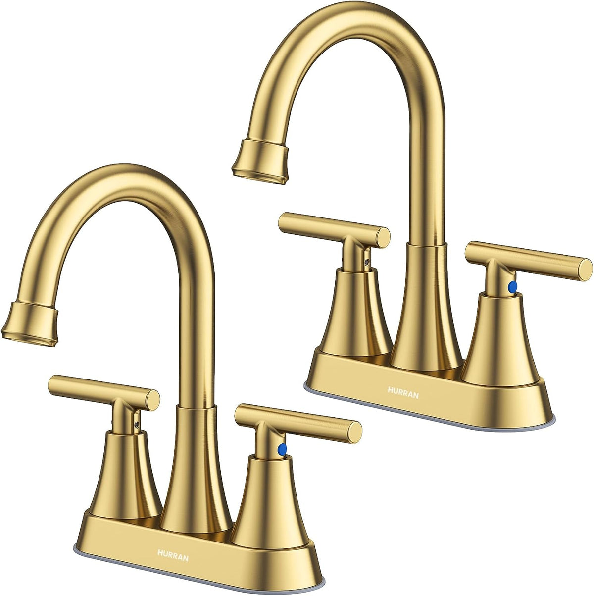 Matte Black Bathroom Faucet, Hurran 4 inch Centerset 2-Handle Lead-Free