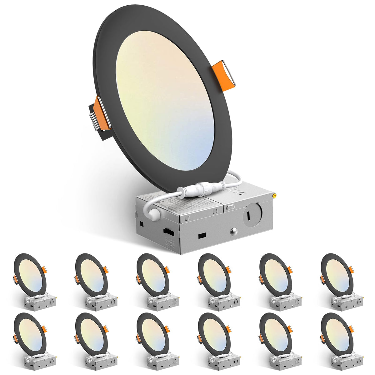 Amico 12 Pack 3 Inch LED Recessed Lighting, Canless Wafer Downlight, White