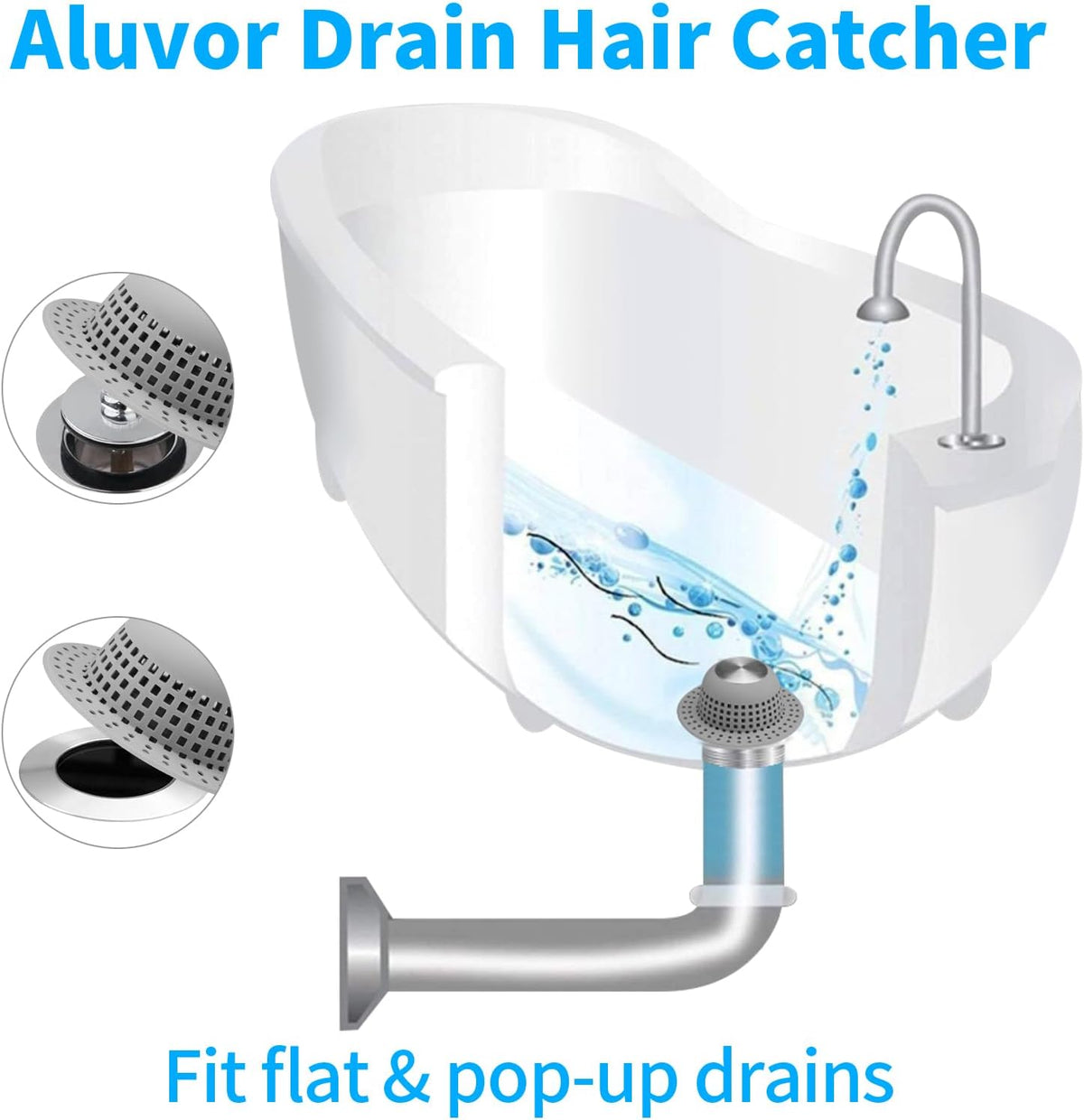 Aluvor Shower Drain Hair Catcher Bathtub Drain Cover Sink Drain Protector