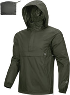 Outdoor Ventures Men's Waterproof Rain Jacket Packable Hooded Pullover