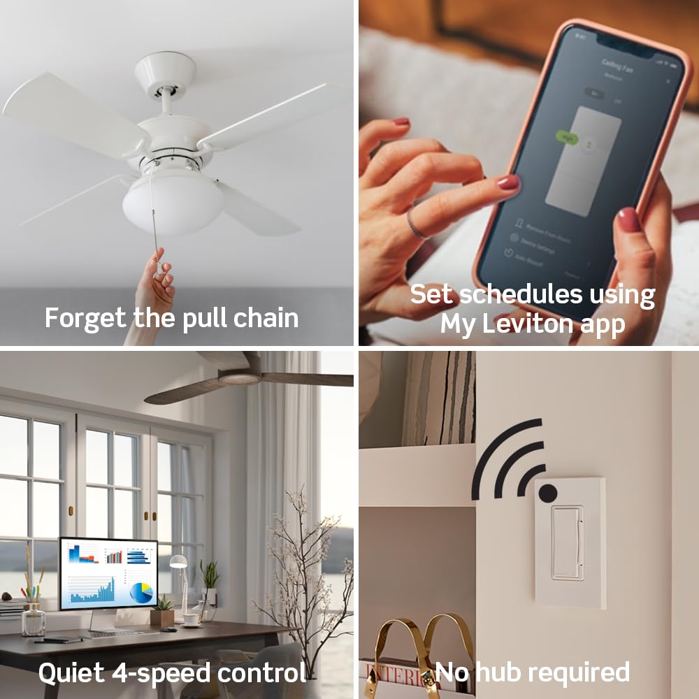 Leviton Decora Smart Switch, Wi-Fi, D315S-1RW, White