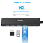 BENFEI USB-C Hub 5-in-1 with 4K HDMI, 3 USB-A 3.2 GEN2 10Gbps, 100W PD, Silicone Woven Cable, Aluminum Case, Compatible with MacBook, iPad, iPhone 15/16 Series