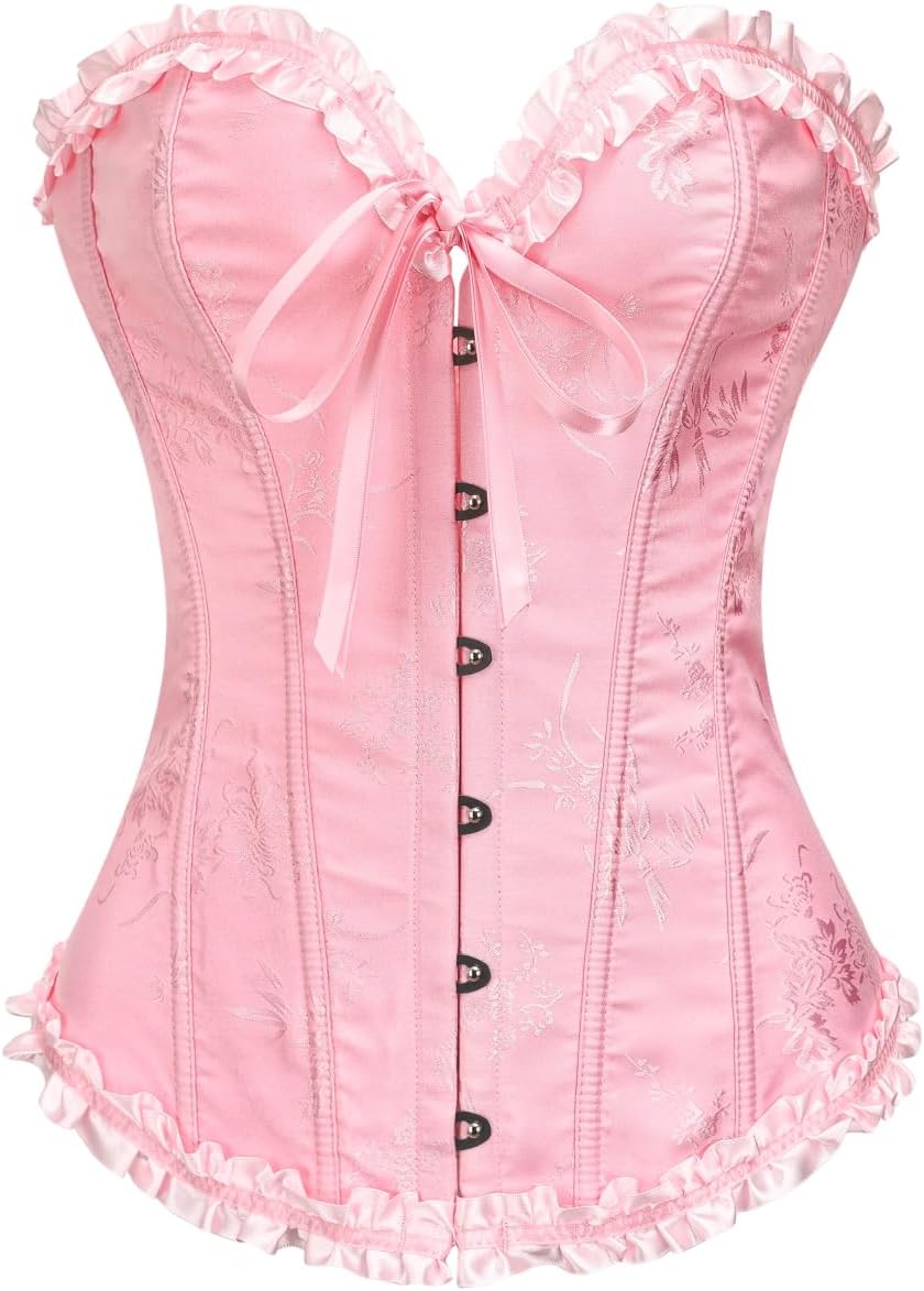 KUOSE Womens Black Basque Body Shaper Overbust Corset Top Plus Size S-6XL