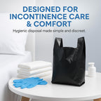 200 x ALIA Extra Large Adult Nappy Sacks | Black | Easy-Tie Handles |