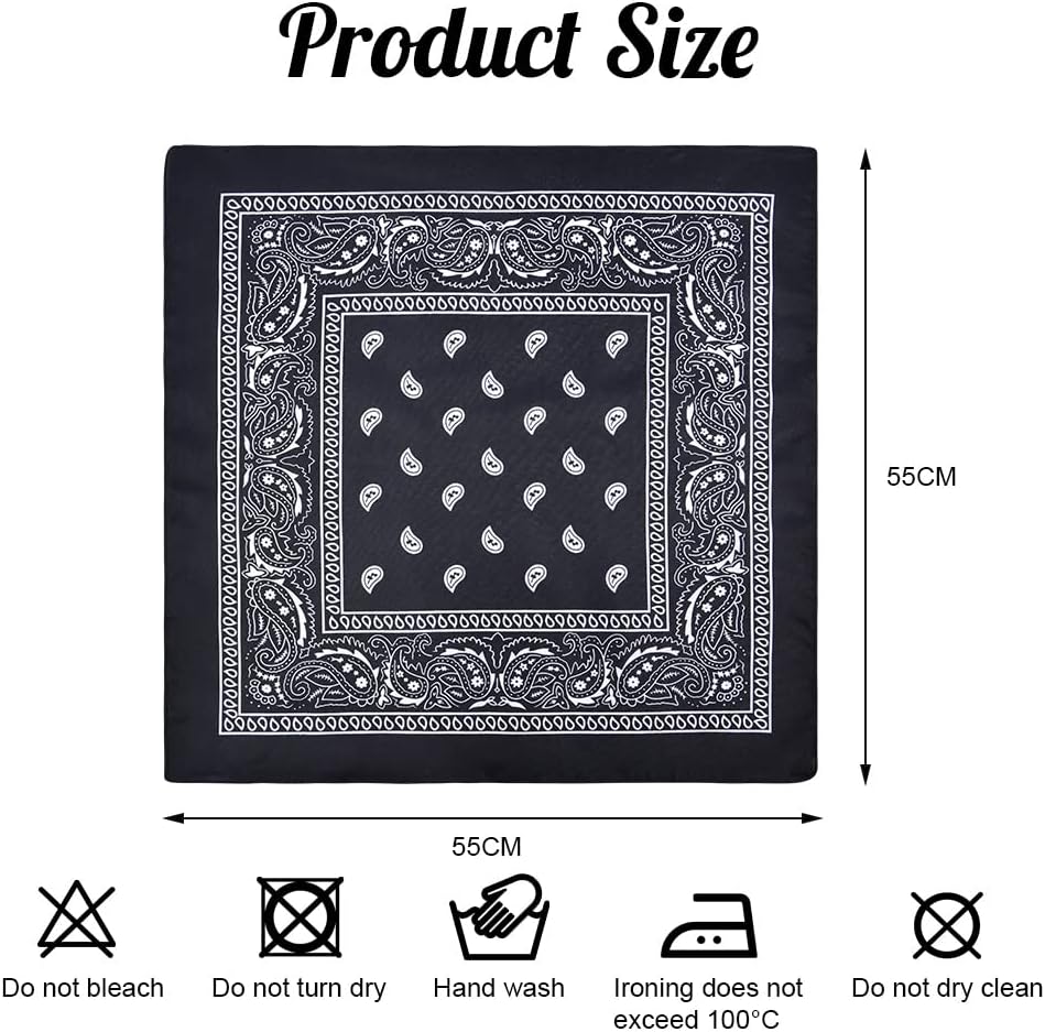 Aomig Bandana Head Scarf for Men and Women, Stylish Cowboy Headband Handkerchief, Multi-purpose Hair Scarf Paisley Print Unisex Headwraps, Bib Party Face Covering Headwear for Motorcycling