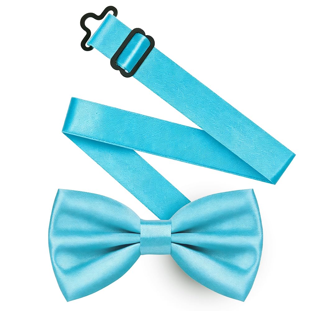 URAQT Men Pre-Tied Solid Satin Bow Tie, Adjustable Formal Bowtie
