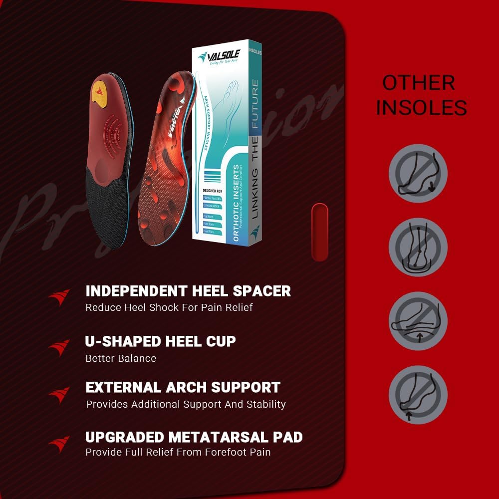 VALSOLE Thick Warm Wool Insoles for Men Women,Orthotic Insole,Arch SupportFor Insole,Plantar FasciitisInsole,for OverPronation,Flat Feet,Metatarsalgia,Heel Pain,Fleece Thermal Insoles(4-23cm,Brown)