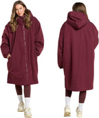 OHS Adults Drying Robe, Gifts for Women Outdoor Water-Resistant Changing Robe Womens Jacket Comfy Sherpa Privacy Robes for Women Men, Stay Dry Swimming Camping Drying Robes - S/M, L/XL