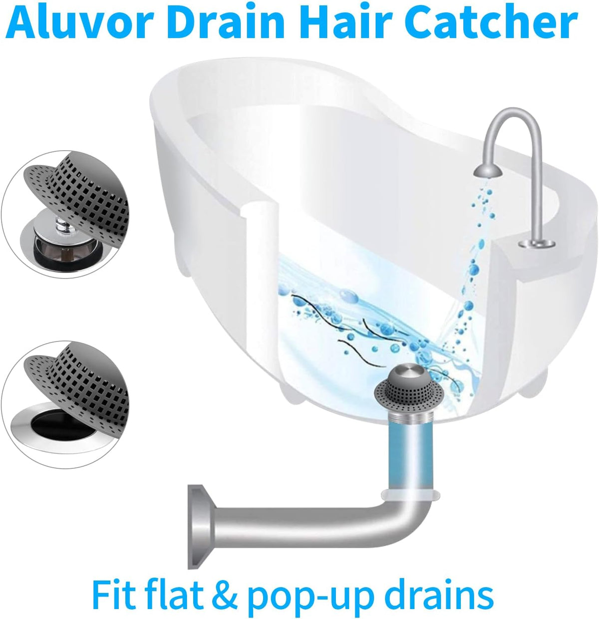Aluvor Shower Drain Hair Catcher Bathtub Drain Cover Sink Drain Protector