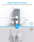 Surge Protector Outlet Extender with Rotating Plug, Multi Plug Wall Outlet