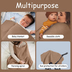 Aolso Breastfeeding Cover Nursing Cover, Muslin Cotton Soft Breathable Nursing Cover, Adjustable Strap Breast Feeding Coverall for Car Seat Blanket and Stroller Coverall (White-Bear)