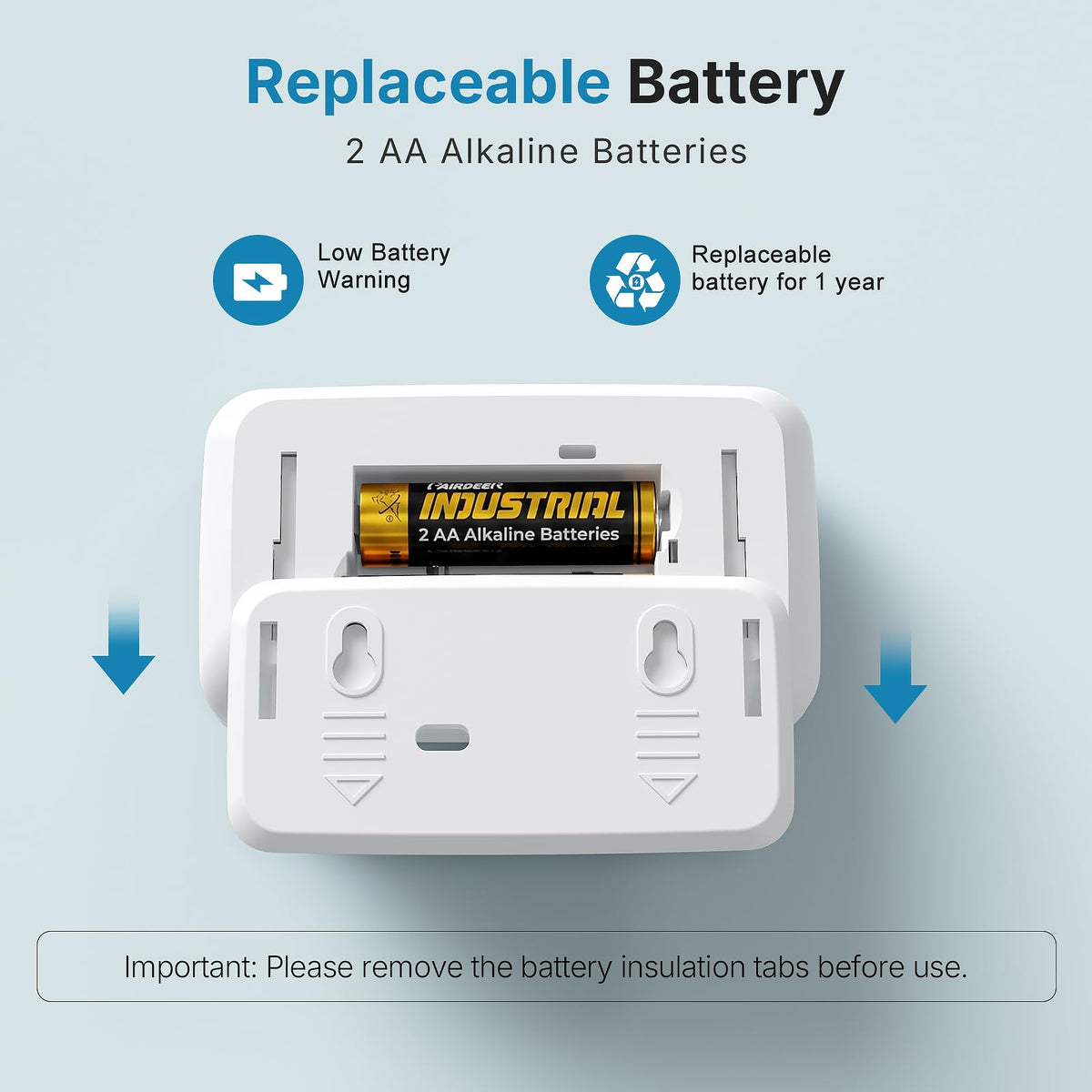 Safeliveo Carbon Monoxide Detector with Replaceable Battery, White, 2Pack