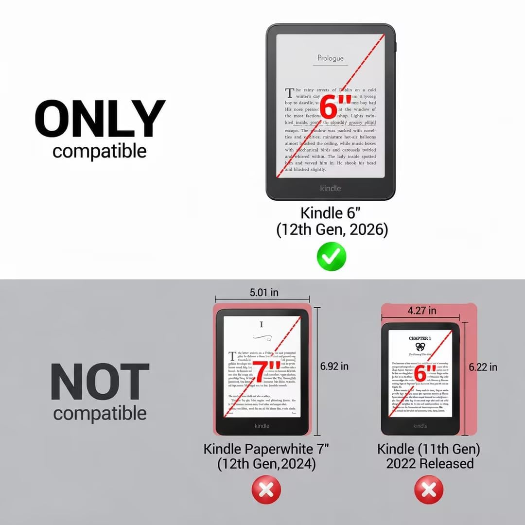 CoBak Case for 6" Kindle 11th Generation 2024 and 2022, Premium PU Leather Smart Cover with Auto Sleep/Wake for Kindle, Black