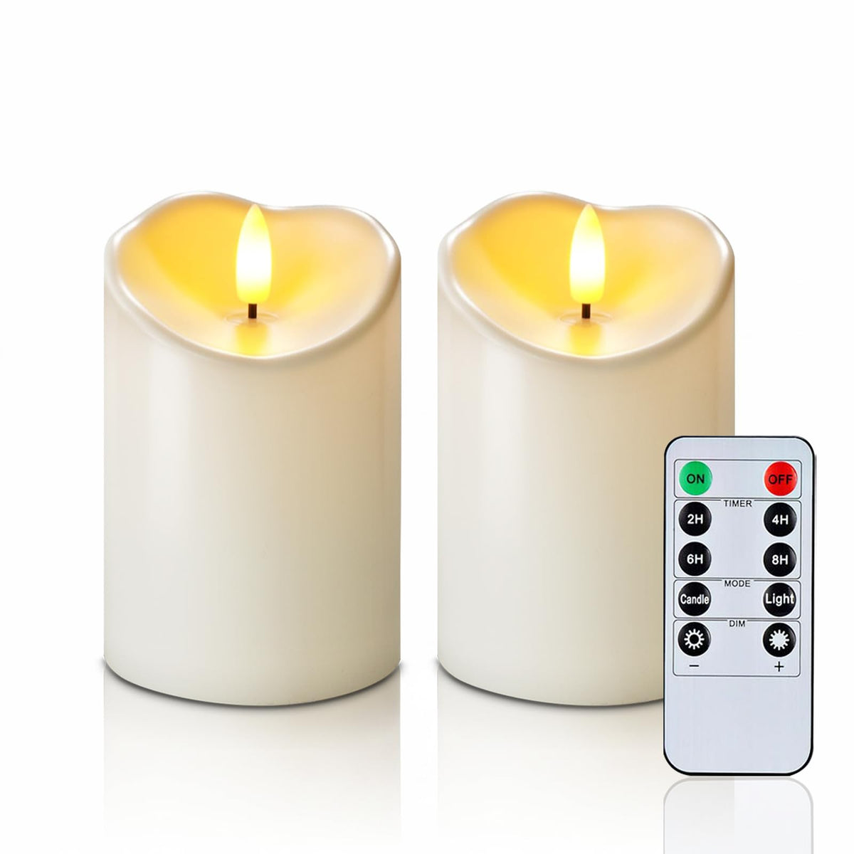 Homemory Orange Drip Real Wax Flameless Candles with Remote Timer, Set of 3
