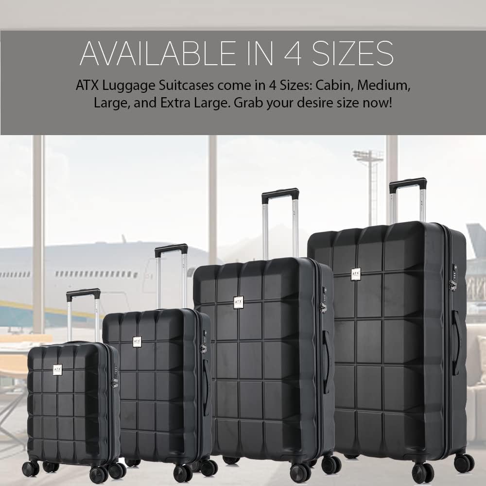 ATX Luggage Extra Large Suitcase Super Lightweight Durable ABS Hard Shell Suitcase with 4 Wheels and Built-in TSA Lock (Black, 32 Inches,132 Liter)