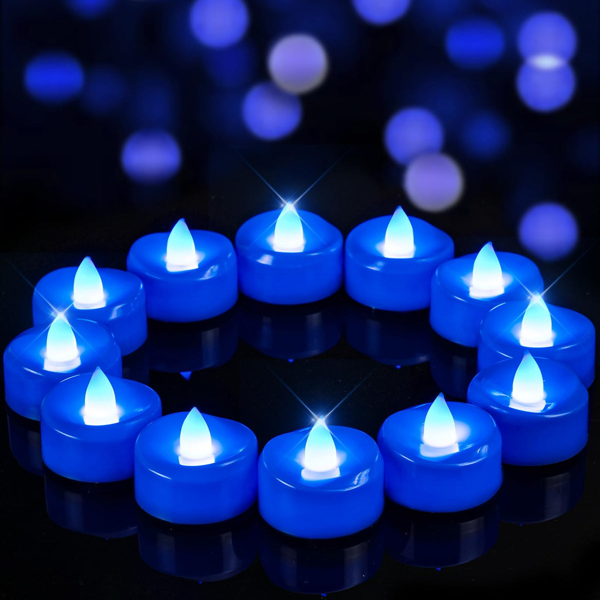 merrynights Flameless Candles, 24 Pack LED Tea Lights Candles Battery Operated, Last 200+ Hrs Flickering Tea Lights, Flameless Tealight Candles for Halloween Diwali Fall Christmas Wedding