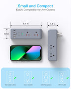 Surge Protector Outlet Extender with Rotating Plug, Multi Plug Wall Outlet