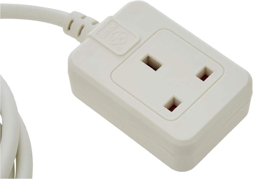 Brennenstuhl Extension Cable for home and office (2m cable for indoor use, with socket 13 A BS) white