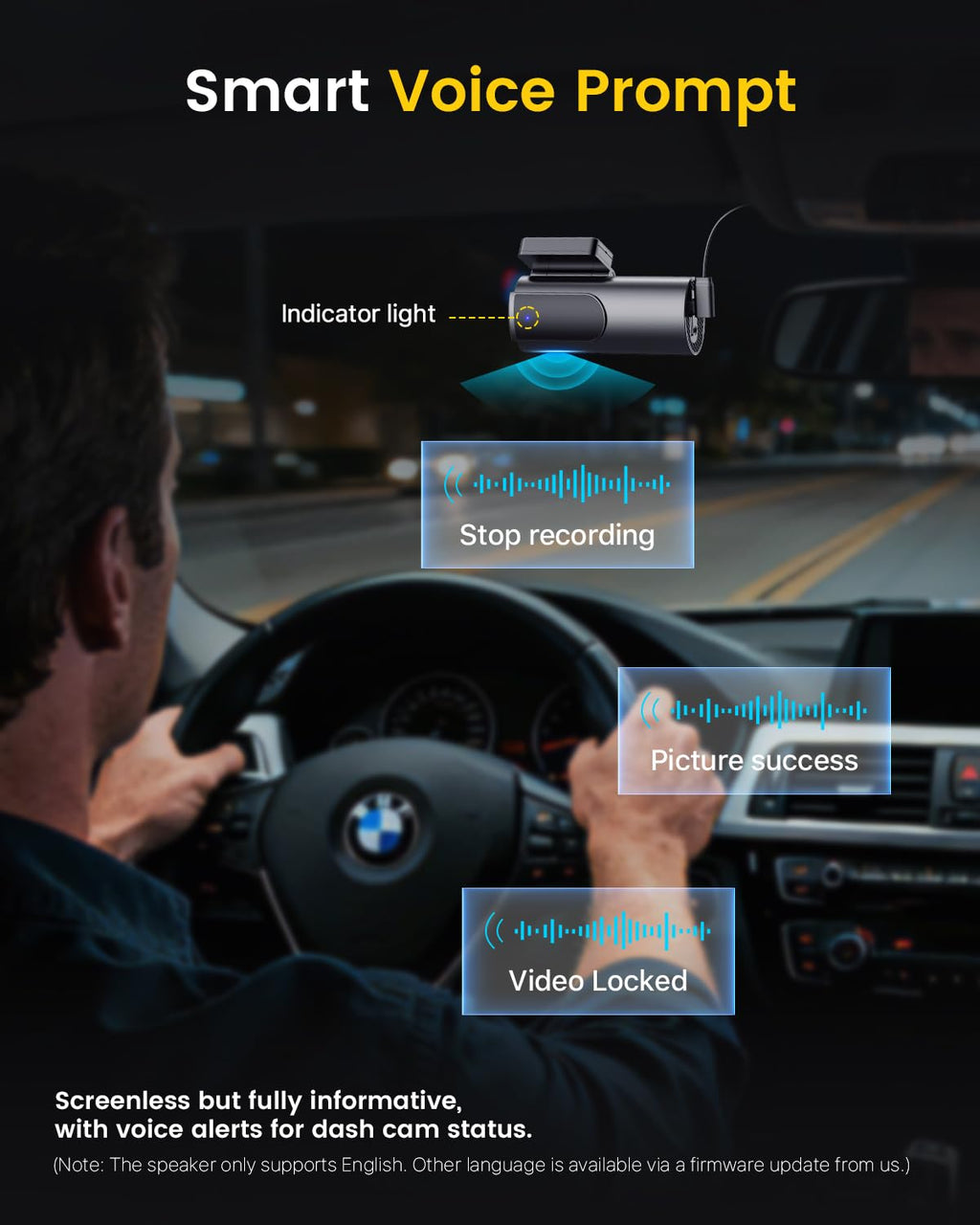 GKU 4K Dash Cam Front and Rear, 5GHz WiFi GPS, 64GB SD Card Included