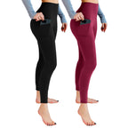 Leafigure 2-Pack High Waist Gym Leggings with Pockets for Women