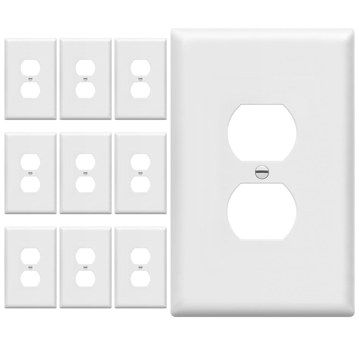 ENERLITES 10 Pack Outlet Covers Wall Plate for Duplex Receptacle, White