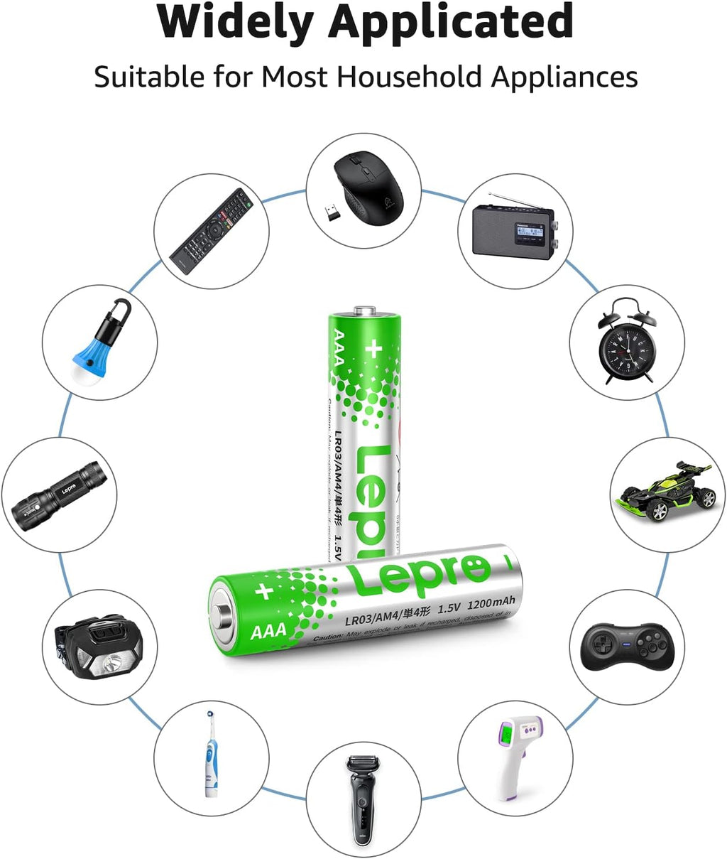 Lepro AAA Alkaline Batteries 12 Pack, 1200mAh Triple A Battery Long Lasting