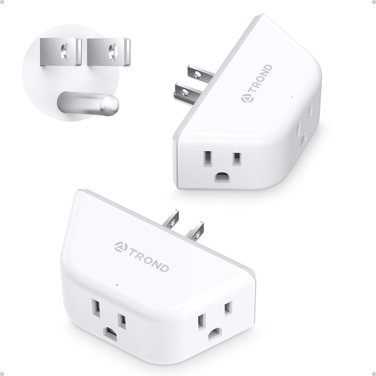 TROND Multi Plug Outlet Extender with USB, 2 Pack Plug Splitter