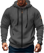 Mens Hoodie Long Sleeve Pullover Zipped with Drawstring Hood and Pocket Cuffed Shirts Hoody Fleece Slim Fit Casual Winter Oversized Hooded Sweatshirts Jacket Streetwear