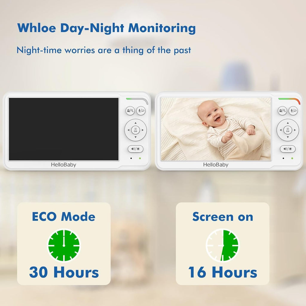 HelloBaby Baby Monitor with Camera and Audio, World First 6" Split Screen