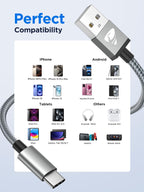 USB C Charger Cable 3M 2Pack Type C Charger Fast Charging 3A Lead Braided for Samsung Galaxy S23 S22 S21 S20 S10 S9 S8 A12 A13 A20e A21s A53 A70,Google Pixel 7 6,Huawei P30 P40,Sony Xperia,Switch,PS5