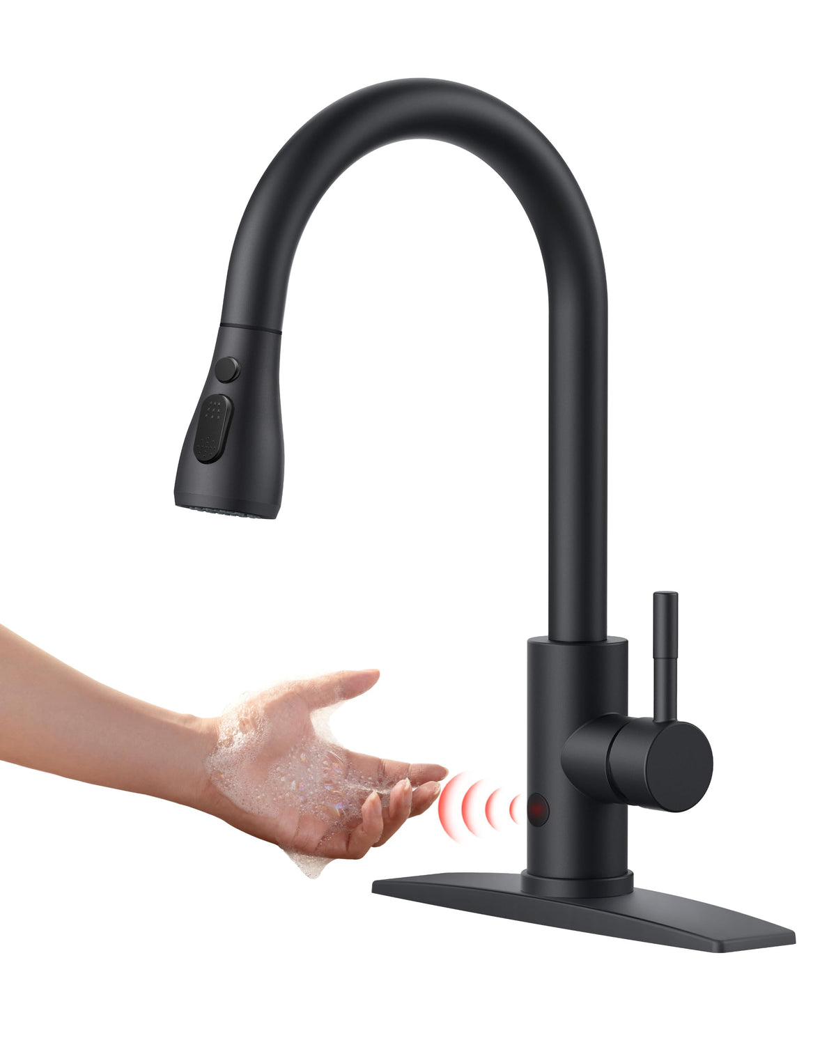 FORIOUS Kitchen Faucet with Cup Washer, Pull Down Sprayer, Brushed Nickel