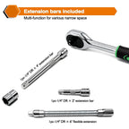 Egofine 46 Pieces 1/4 inch Drive Socket Ratchet Wrench Set, with Bit Socket Set Metric and Extension Bar for Auto Repairing and Household, with Storage Case