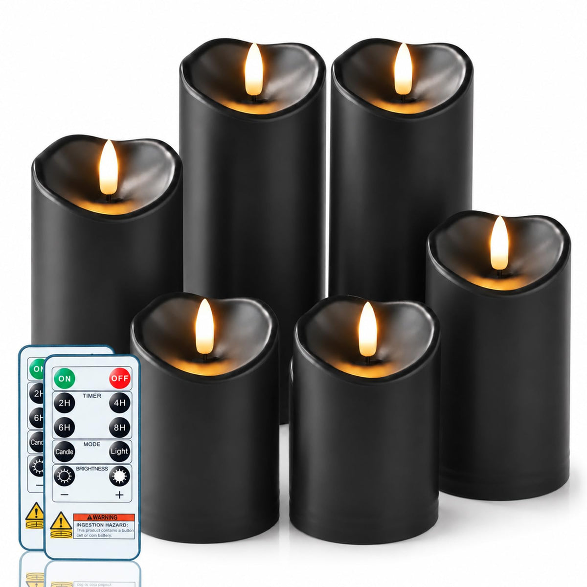 Homemory Orange Drip Real Wax Flameless Candles with Remote Timer, Set of 3