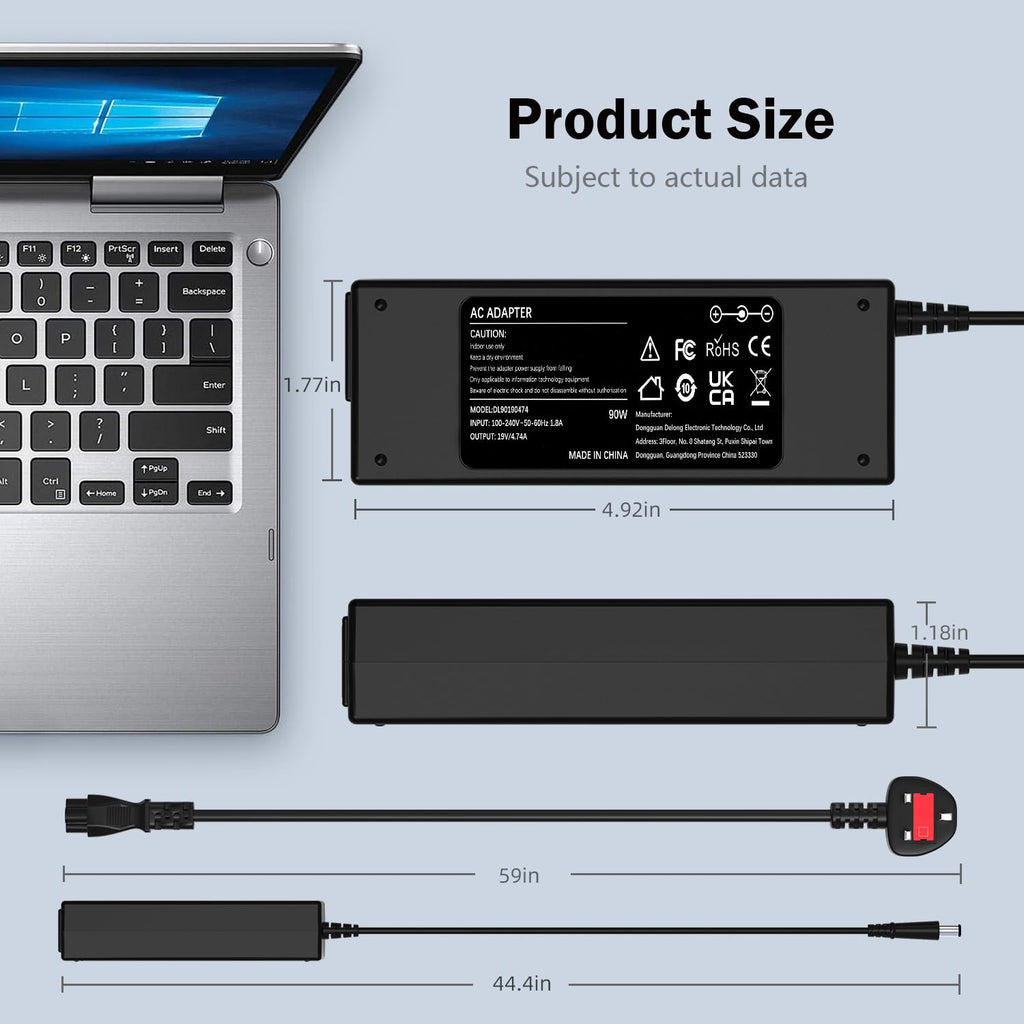 90W Laptop Charger Compatible with HP EliteBook Probook Pavilion Compaq