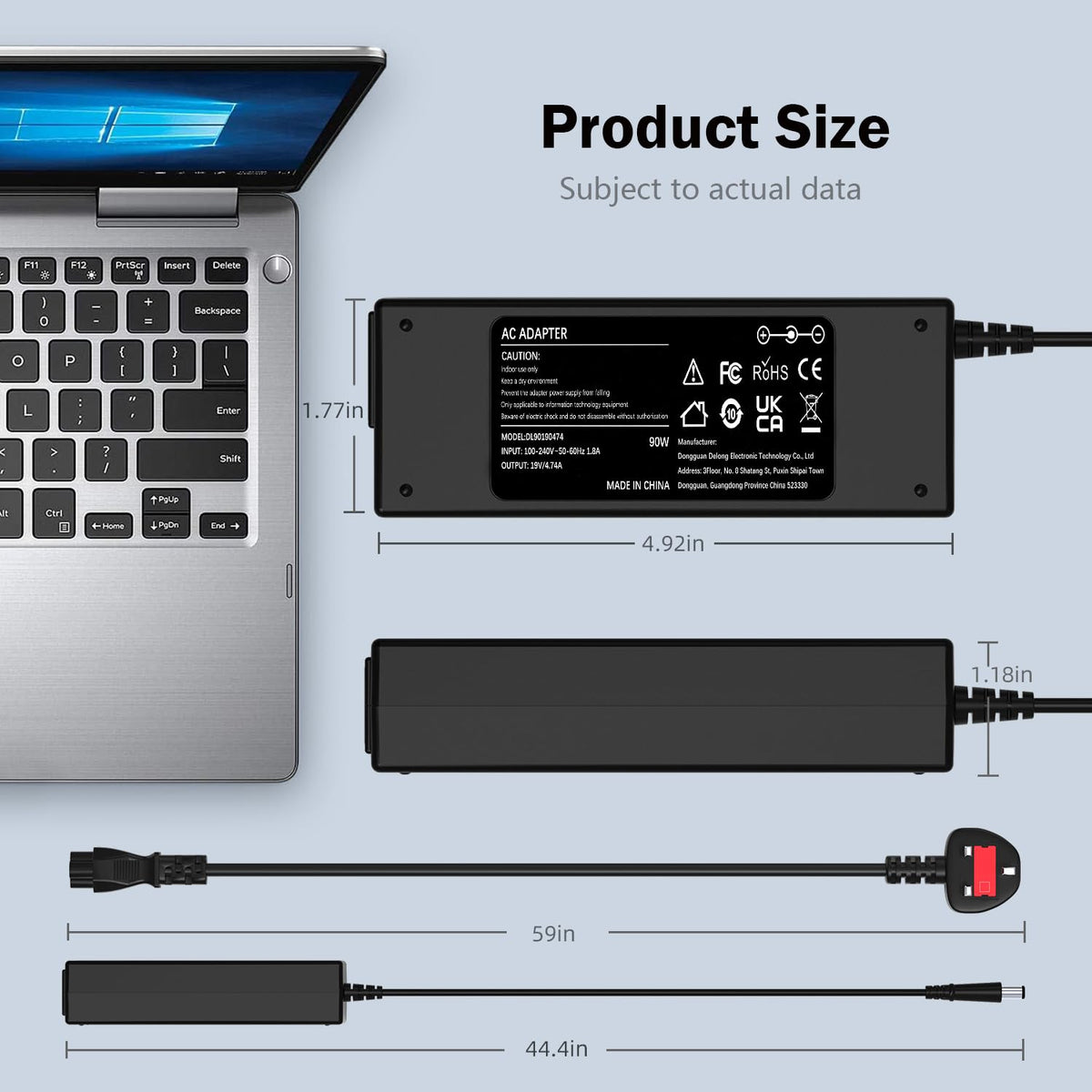 90W Laptop Charger Compatible with HP EliteBook Probook Pavilion Compaq