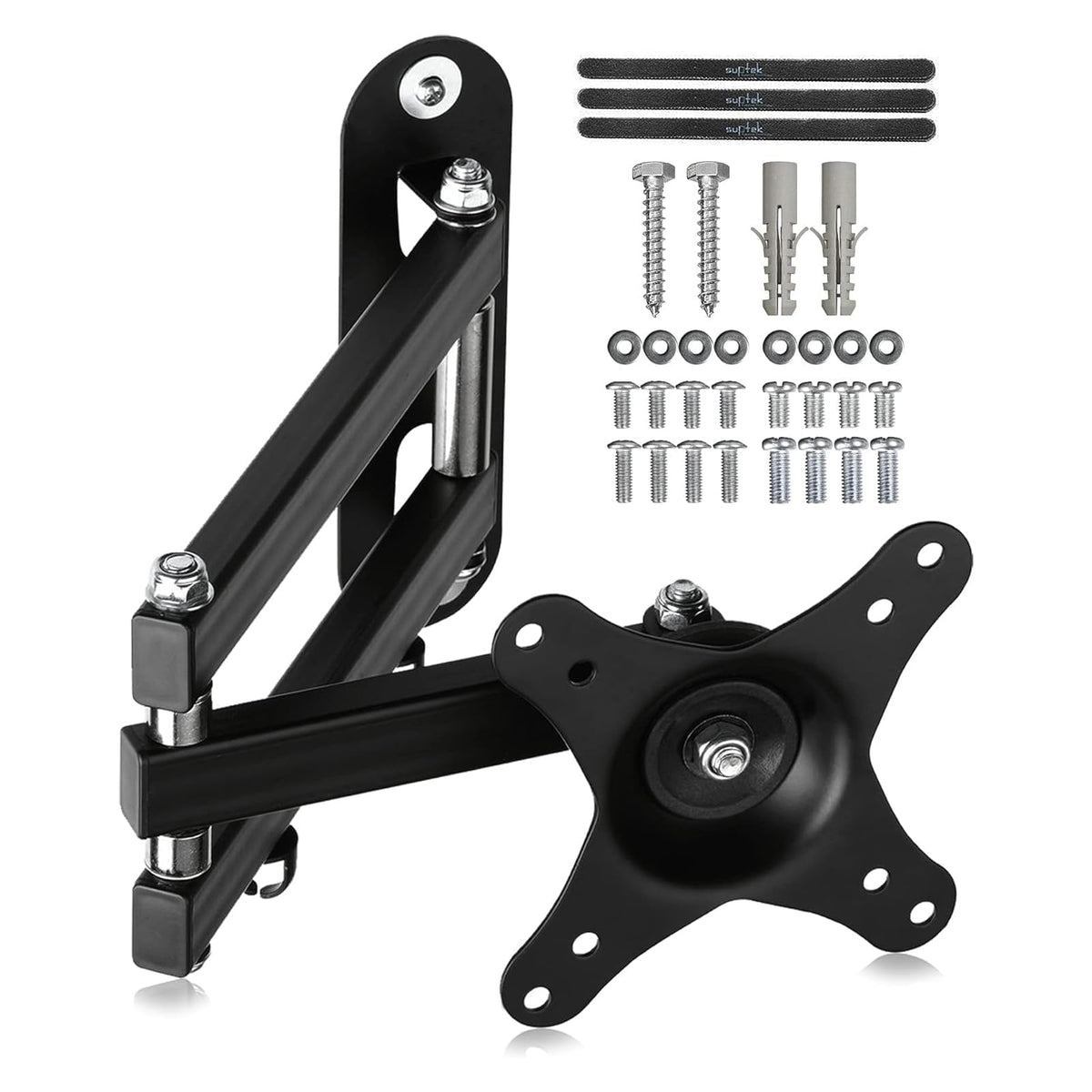 Suptek Full Motion TV Wall Mount Bracket for Most 13-30 inch TVs and Monitors, Flat and Curved TVs up to 28lbs, Tilt Swivel and 16.9 inch Extension, Max VESA 100x100mm, Black, MA2776