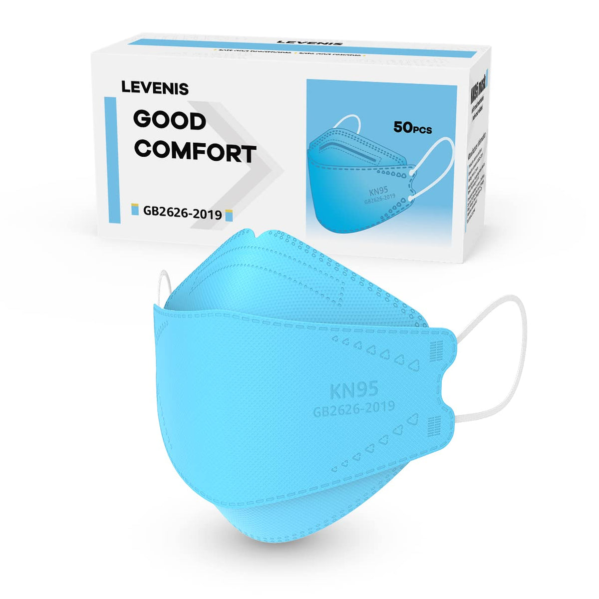 LEVENIS KN95 Face Masks 50 Pack, Breathable Comfortable and Disposable KN95 Mask, Black