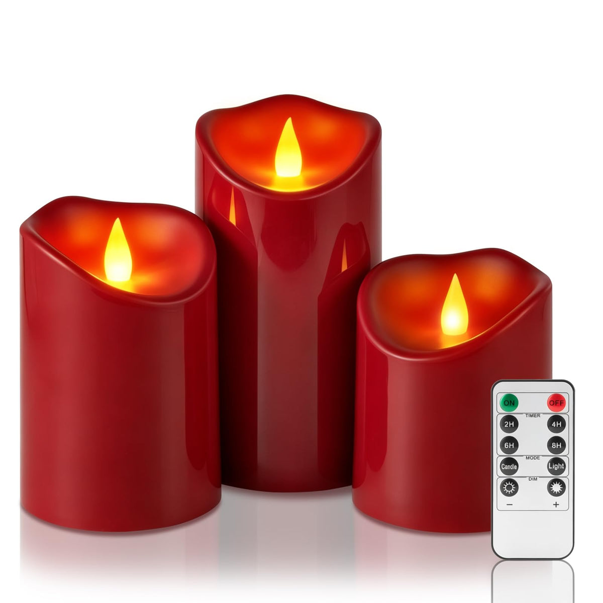 Outdoor Flameless Candles, Patented 3D Dual-LED, Set of 2 Slanted Plastic Pillars with Remote, Waterproof Non-Melting Battery Operated Decor for Bathroom Bedroom Gift, Black (D3 x H6)