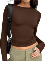 LILLUSORY Long Sleeve Tops Women Crew Neck Y2k T Shirts