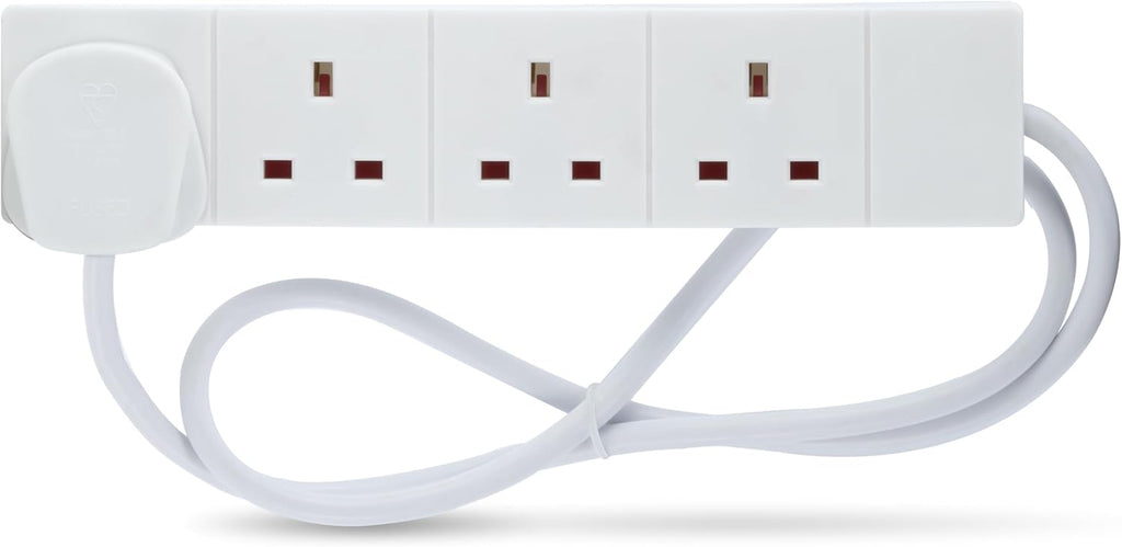 STATUS 4 Way Socket Extension Lead, 1m Cable, White (4WS1M20)