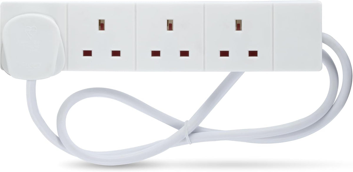 STATUS 4 Way Socket Extension Lead, 1m Cable, White (4WS1M20)