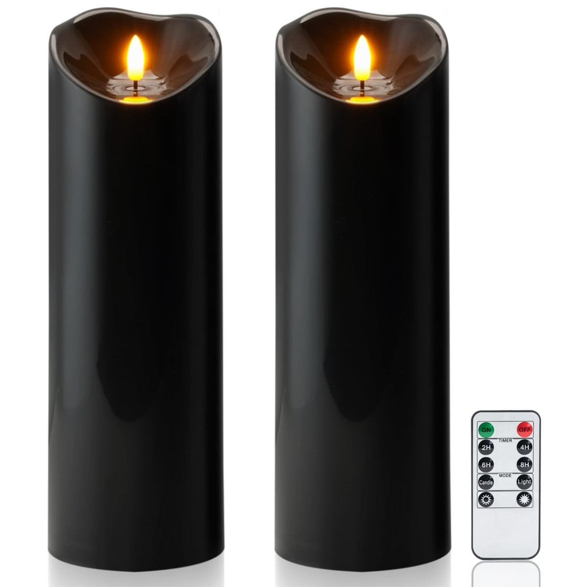Homemory Orange Drip Real Wax Flameless Candles with Remote Timer, Set of 3