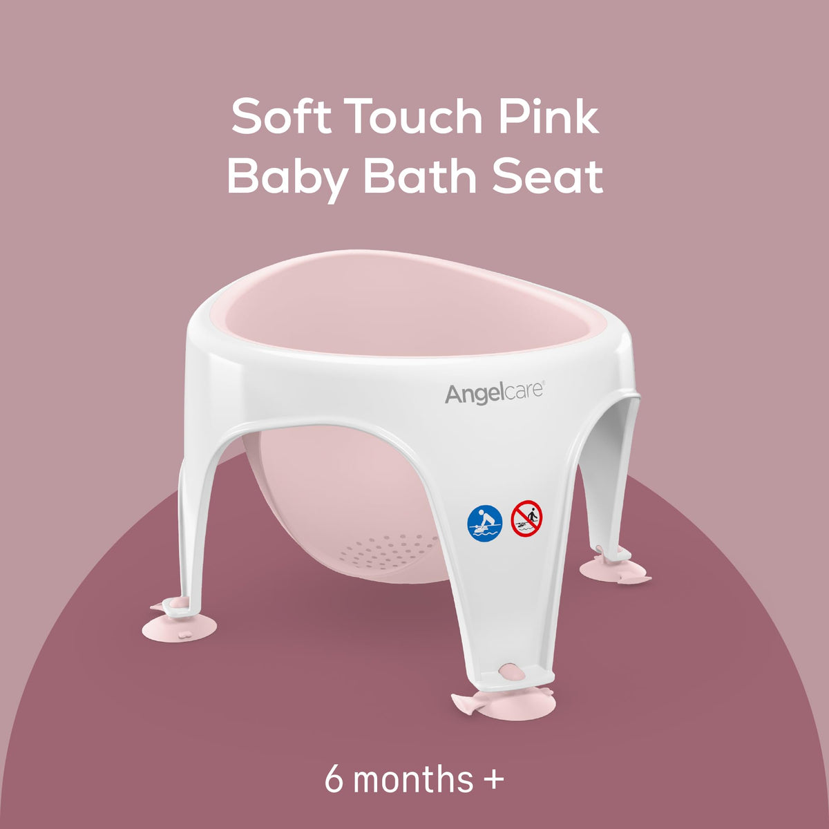Angelcare - Baby Bath Seat - Soft Touch Support - Water Level Indicator - Fixation by Suction Cups - Grey