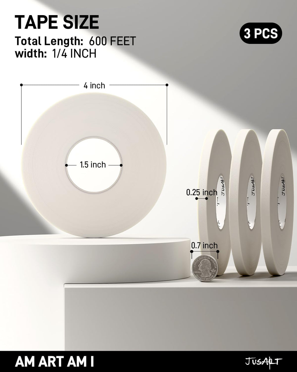 JusArt Artist Tape for Watercolor Paper, 1/2 inch Wide 200FT Long