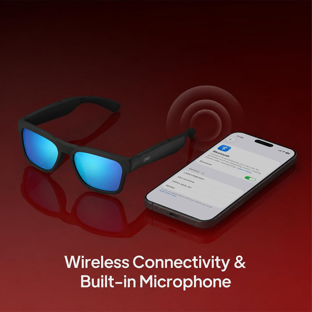 OhO Open Ear Smart Glasses, UV400 Z87.1 Lightweight Bluetooth Sunglasses