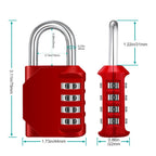 ZHEGE Combination Padlock, 4 Digit Combination Locker Padlock (Red)
